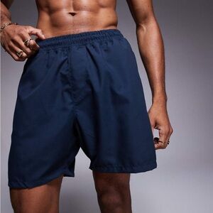 NWOT ASOS DESIGN swim shorts in mid length in navy B80
